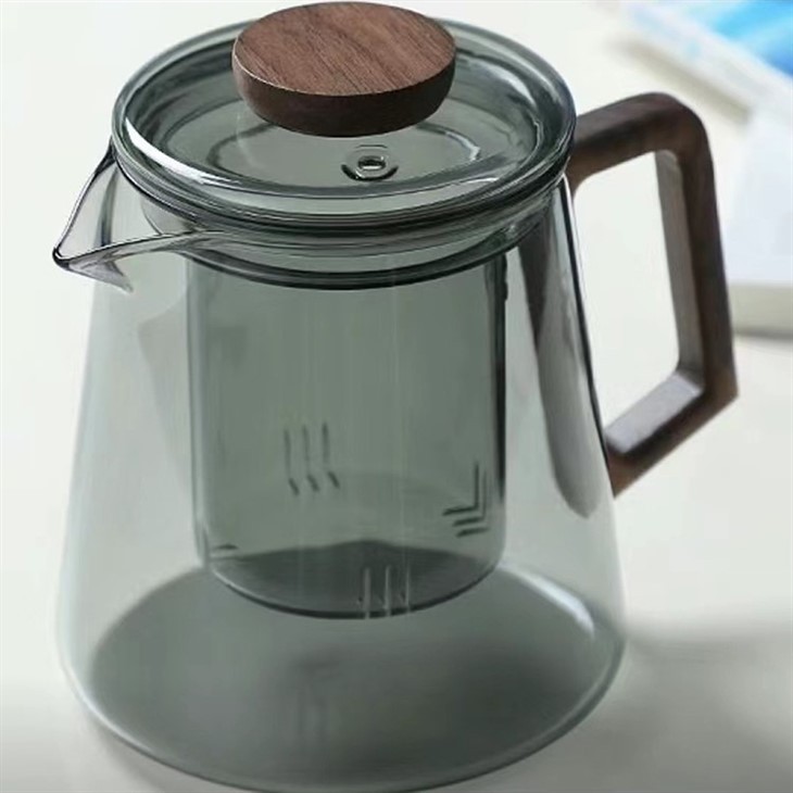 Glass Tea Mug With Infuser ,Lid And Wooden Handle
